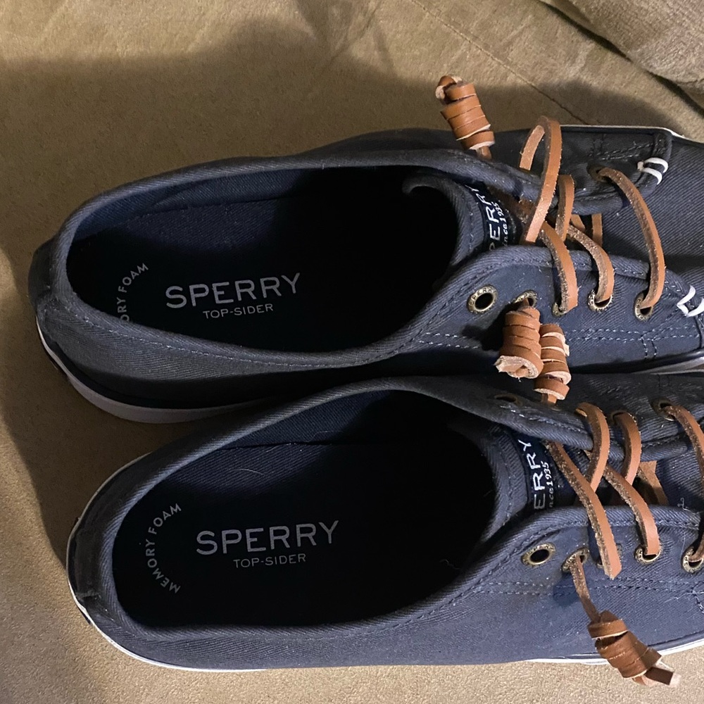 Sperry Top-Sider Navy Blue Canvas Sneakers Women’s Size 7 Casual Lace Up Shoes - Picture 4 of 6